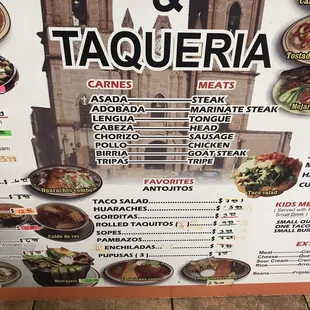 the menu