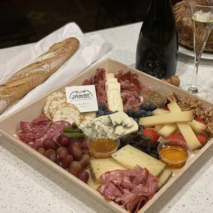 Celebratory cheese tray for New Year's Eve.