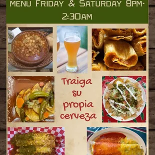 a menu for a mexican restaurant