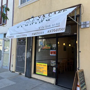 the entrance to the restaurant