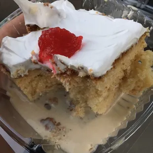 a piece of cake in a plastic container