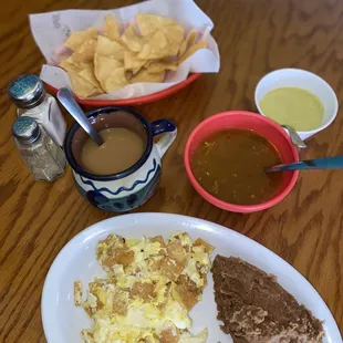 Migas Special with beans and potatoes.