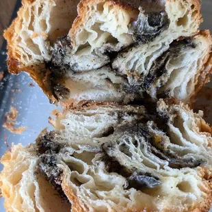 Cross-section view of Black Sesame Morning Bun