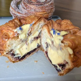 Forefront: Calamansi Blueberry Pastry (filled with calamansi filling above a blueberry layer).