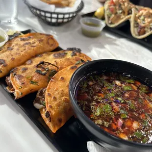 a plate of mexican food