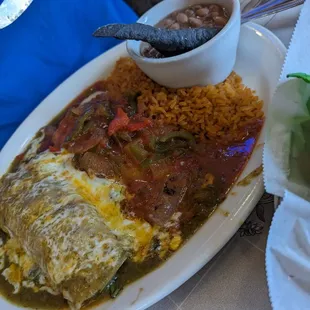 Veggie enchilada and chile relleoi plate