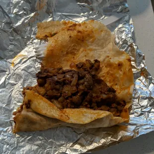 Chorizo and asada burrito