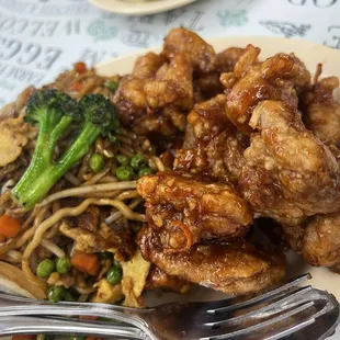 Orange chicken and chow mein