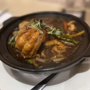 Pan fried lobster and shrimp