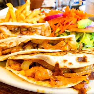 a plate of quesadillas