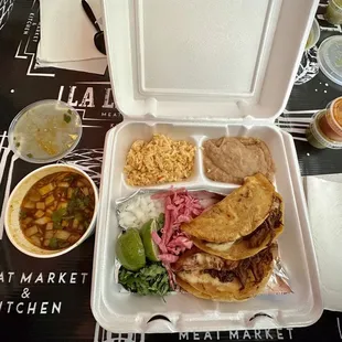 Quesabirria Plate with Rice &amp; Beans