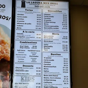 menu