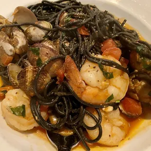 Squid Ink Spaghetti Con Frutti di Mare