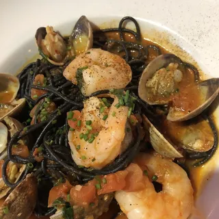 Squid Ink Spaghetti Con Frutti di Mare