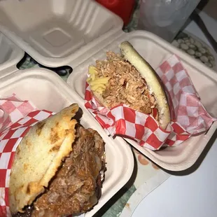 a pulled pork sandwich and a pulled pork sandwich