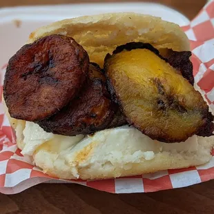 Cheese &amp; Sweet Plantains Arepa with Guayanés