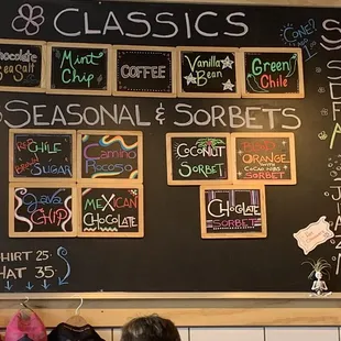 a blackboard with a variety of menus