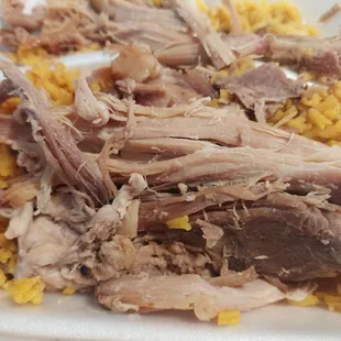Pernil and Arroz con Gandules (Roast Pork and Puerto Rican Rice and lentils)