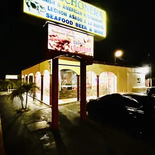a restaurant at night