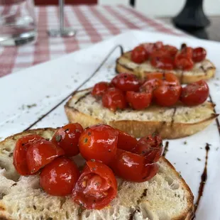 Simple bruschetta on homemade bread