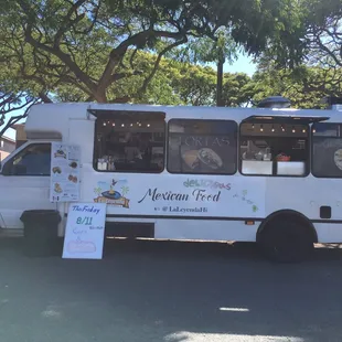 a food truck parked in a parking lot
