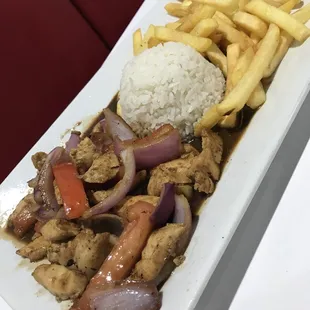 Chicken saltado is good but I prefer the fries mixed in with the meat and veggies.