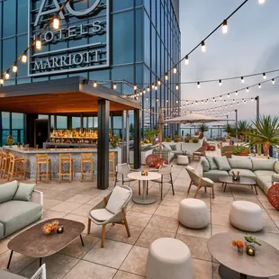 the rooftop bar and lounge area