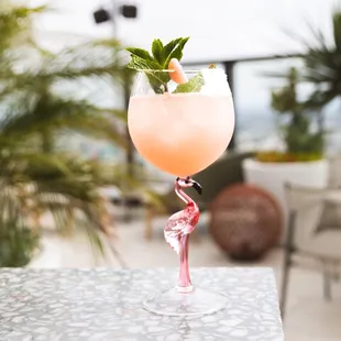 a pink flamingo cocktail