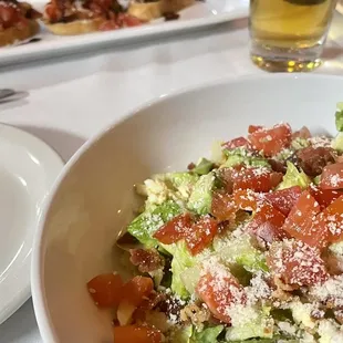 Chopped salad, bruschetta - SO good!