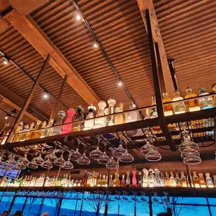 View of the glasses at the bar