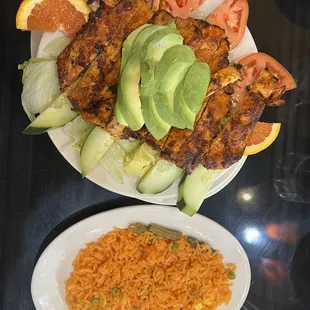 La Loma salad and rice