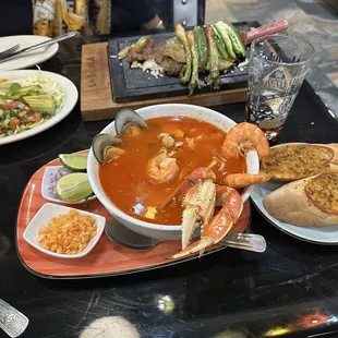 Carne Asada, seafood stew ().