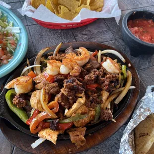 a plate of mexican food with tortillas and salsa
