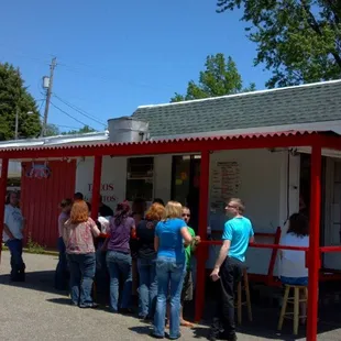 a group of people standing outside