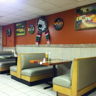 The dining area inside the building.