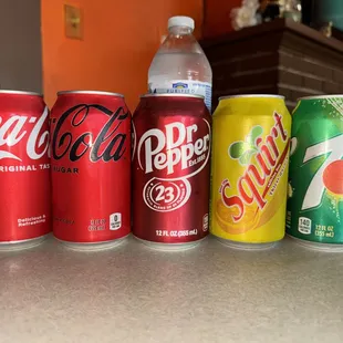 a variety of sodas