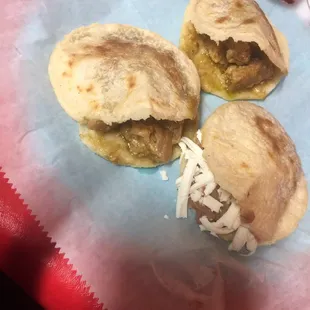 Chicharrón en salsa and bean and cheese