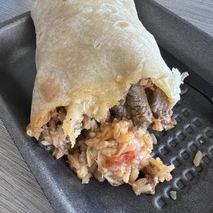 Inside of Surf and turf burrito