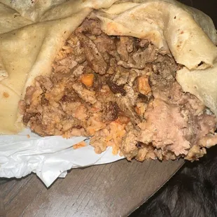 Meat beans and rice burrito that was suppose to be plaza