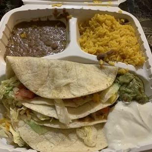 Beef tacos. I asked for soft tacos with the topping on the side but they placed it on the taco anyways
