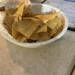 a plate of tortilla chips