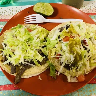 Steak tacos with the works