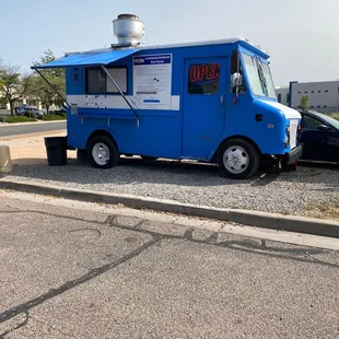 a blue food truck