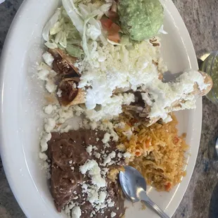 Chicken flautas with queso fresco