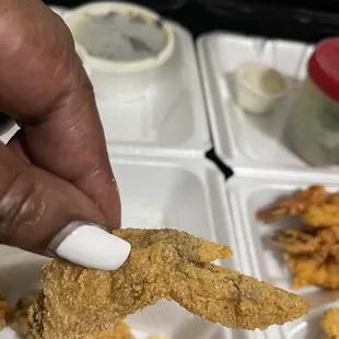 Part of the wing.  The Seafood Platter usually comes with a whole wing.