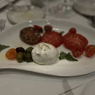 Caprese salad with burrata mozzarella