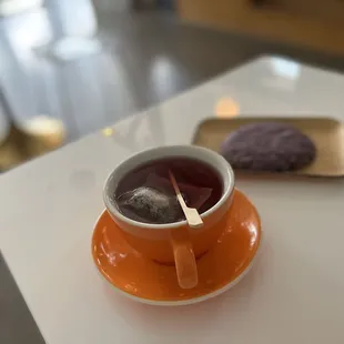 a cup of tea and a cookie