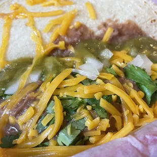 a close up of a taco