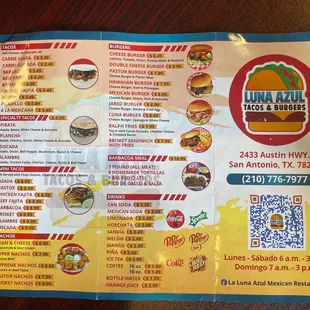 a menu for a mexican restaurant