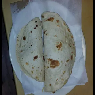 two tortillas on a plate